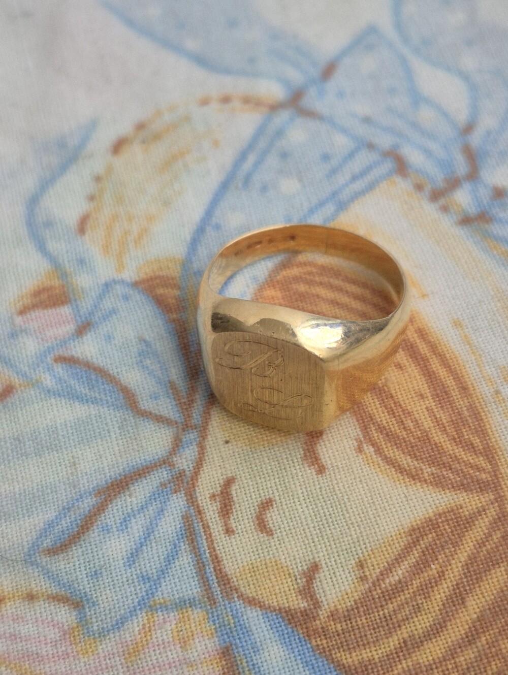 🌙​Vintage 18K Solid Gold Monogrammed Signet Ring 750 Italian Hallmark 6g Estate - Picture 10 of 11